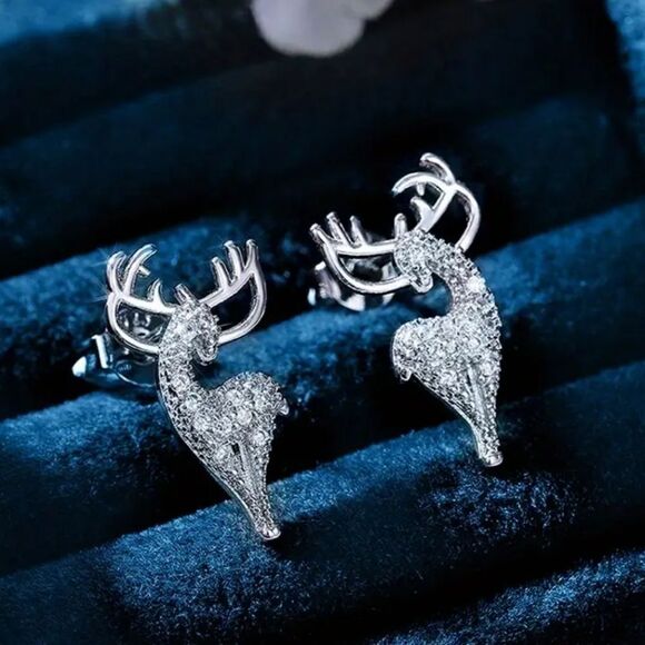 New Bling reindeer christmas stud earrings - Picture 4 of 7